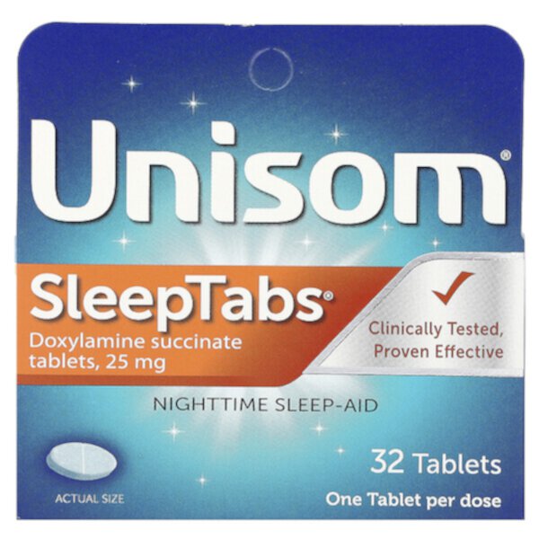 SleepTabs, Средство для сна в ночное время, 25 мг, 32 таблетки Unisom