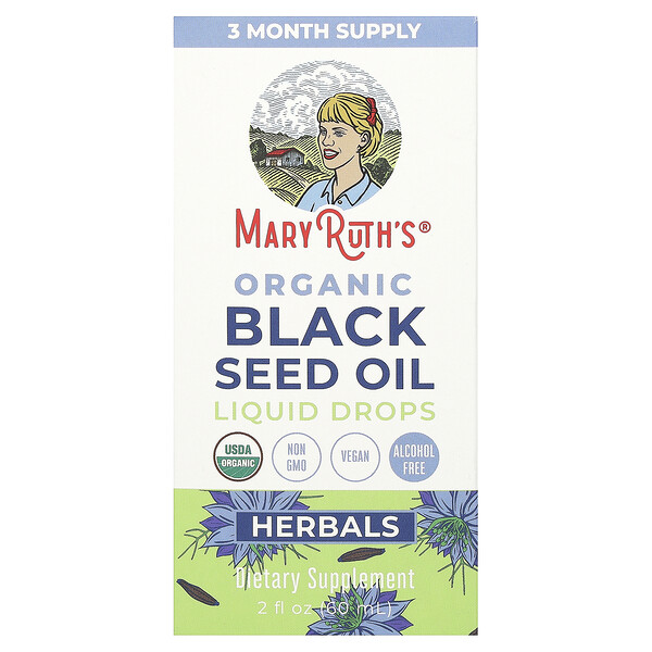 Органическое масло черного тмина, жидкие капли, 2 жидкие унции (60 мл) MaryRuth's