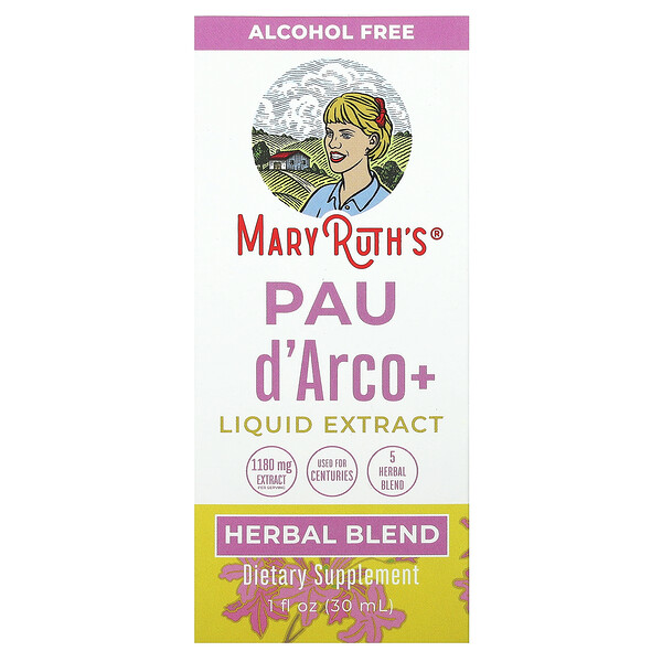 Pau d'Arco + жидкий экстракт, без спирта, 1 жидкая унция (30 мл) MaryRuth's