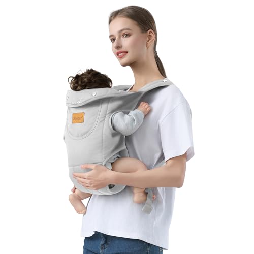 Shiaon Baby Carrier Newborn to Toddler, Cozy Baby Wrap Carrier(7-30lbs), Easily Adjustable Toddler Carrier, Lightweight Baby Holder Carrier, Black Shiaon