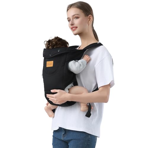 Shiaon Baby Carrier Newborn to Toddler, Cozy Baby Wrap Carrier(7-30lbs), Easily Adjustable Toddler Carrier, Lightweight Baby Holder Carrier, Black Shiaon