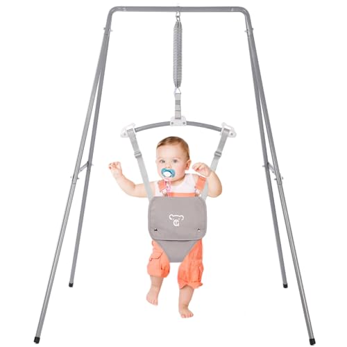 Baby Jumper with Stand, Baby Jumpers and Bouncers, Baby Exerciser Suitable for 6-24 Months, Easy to Assemble & Store Jumper for Baby（Grey） G TALECO GEAR