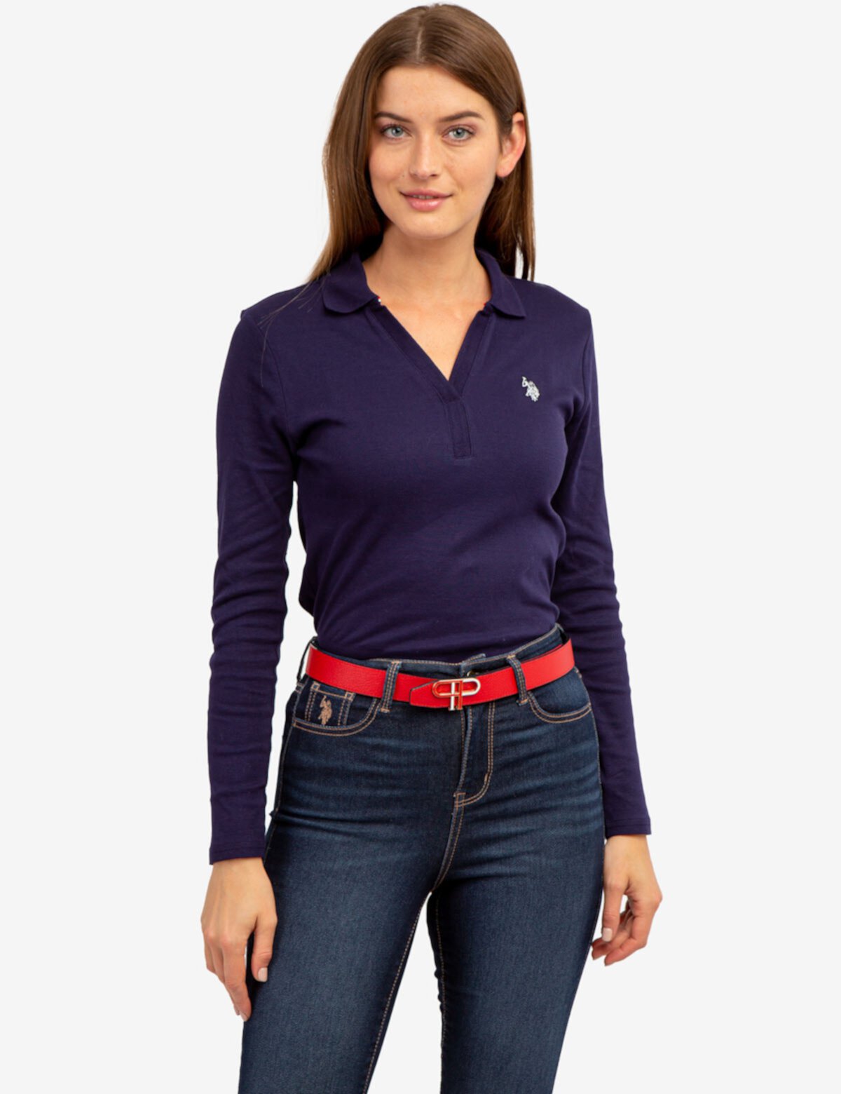 Женская рубашка-поло с длинным рукавом и разрезом на шее U.S. POLO ASSN. U.S. POLO ASSN.