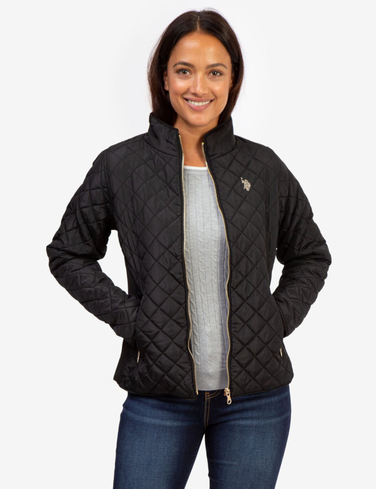 Женская Кожаная Куртка U.S. POLO ASSN. Quilted Side Knit Moto Jacket U.S. POLO ASSN.