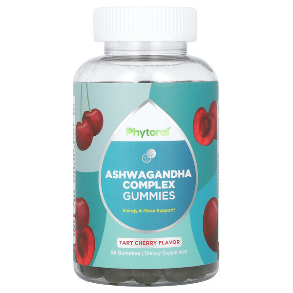 Aswagandha Complex Gummies, Терпкая вишня, 90 жевательных конфет Phytoral