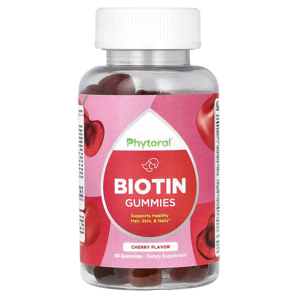 Биотин, Вишня - 60 жевательных конфет - Phytoral Phytoral