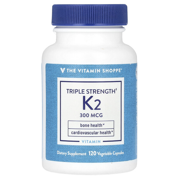 Витамин К2, тройная сила, 300 мкг, 120 растительных капсул The Vitamin Shoppe