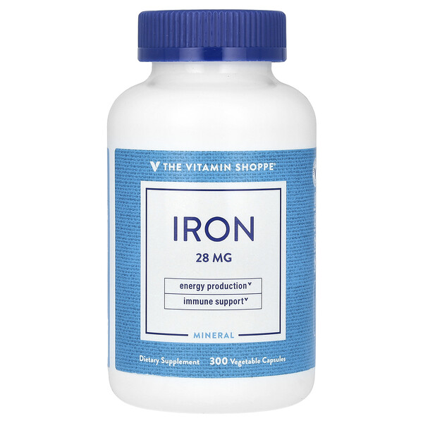 Железо, 28 мг, 300 растительных капсул The Vitamin Shoppe