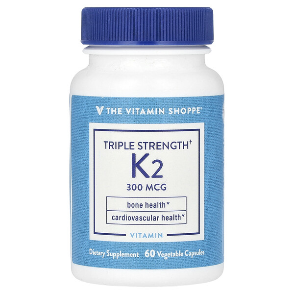 Витамин К2, тройная сила, 300 мкг, 60 растительных капсул The Vitamin Shoppe