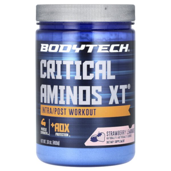 Critical Aminos XT, Во время тренировки или после тренировки, клубничный лимонад, 16 унций (455 г) BodyTech