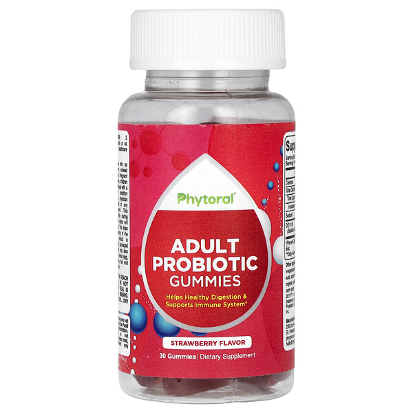 Жевательные таблетки с пробиотиками для взрослых, клубника, 30 жевательных конфет Phytoral