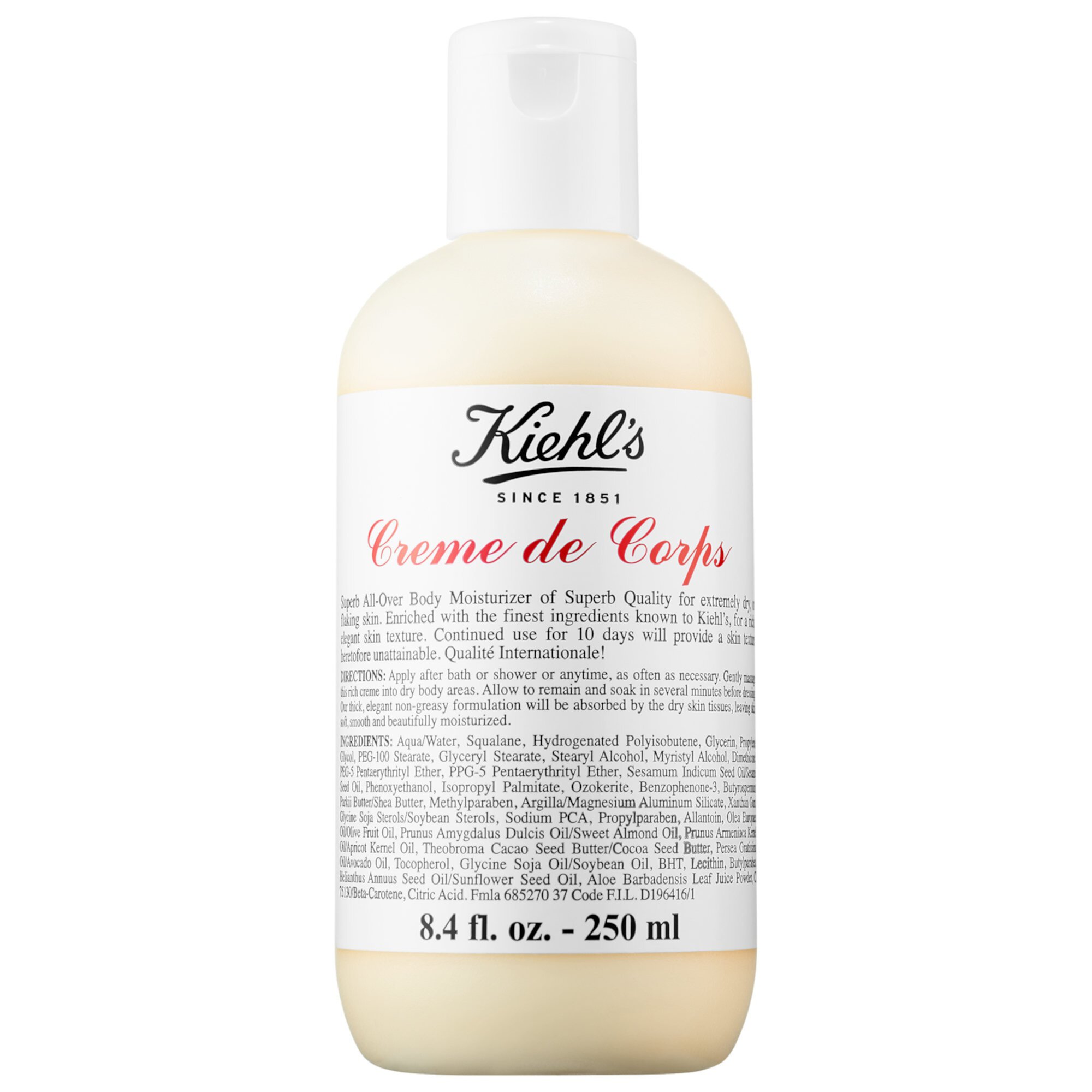 Многоразовый увлажняющий лосьон для тела Crème de Corps со скваланом Kiehl's Since 1851