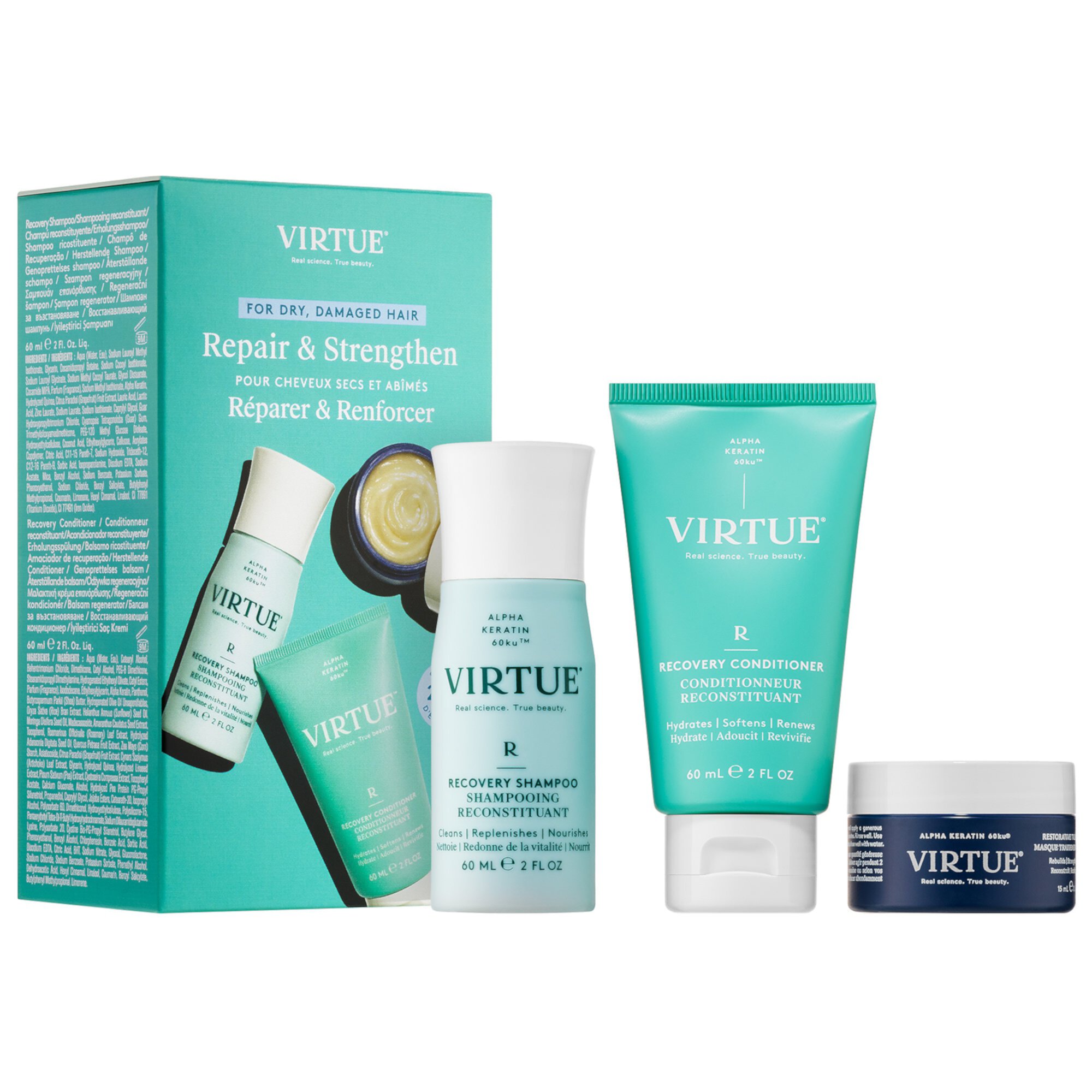 Hydrating Recovery Discovery Set for dry, Damaged & Colored Hair Virtue