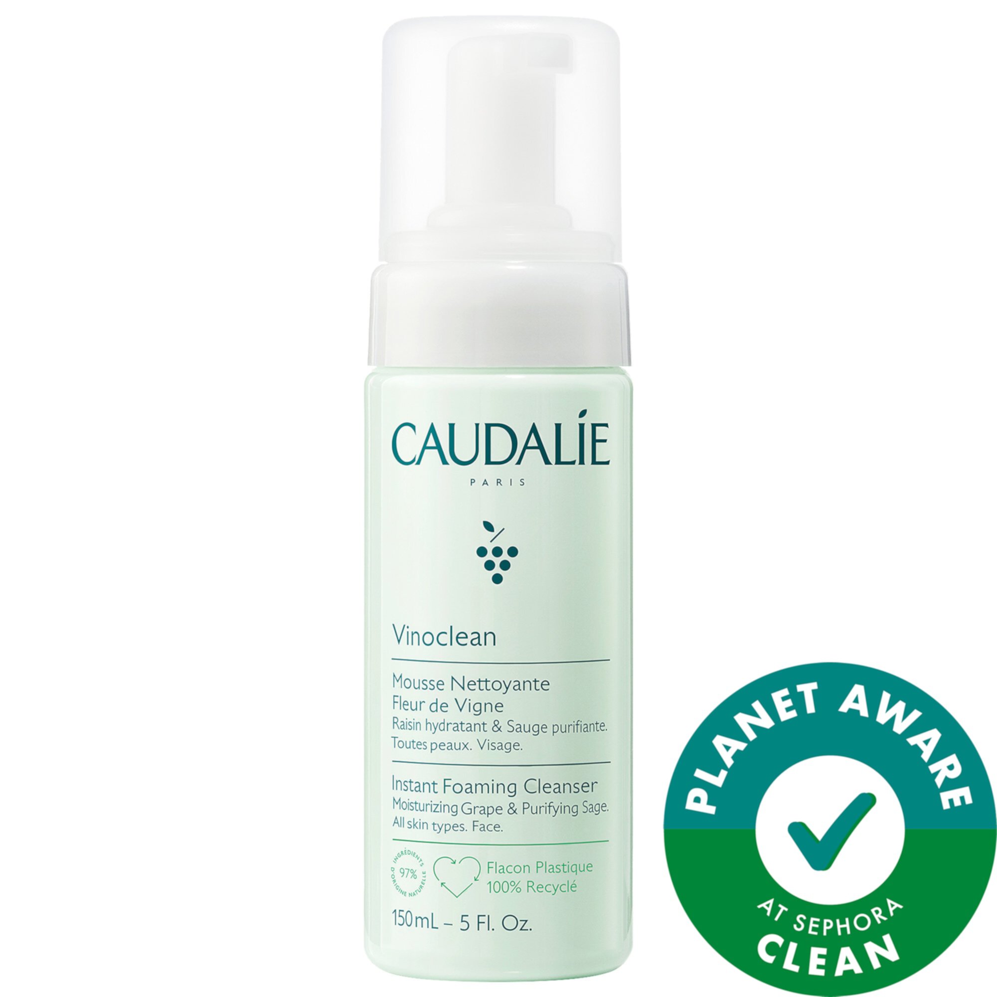 Vinoclean Нежная очищающая пенка CAUDALIE