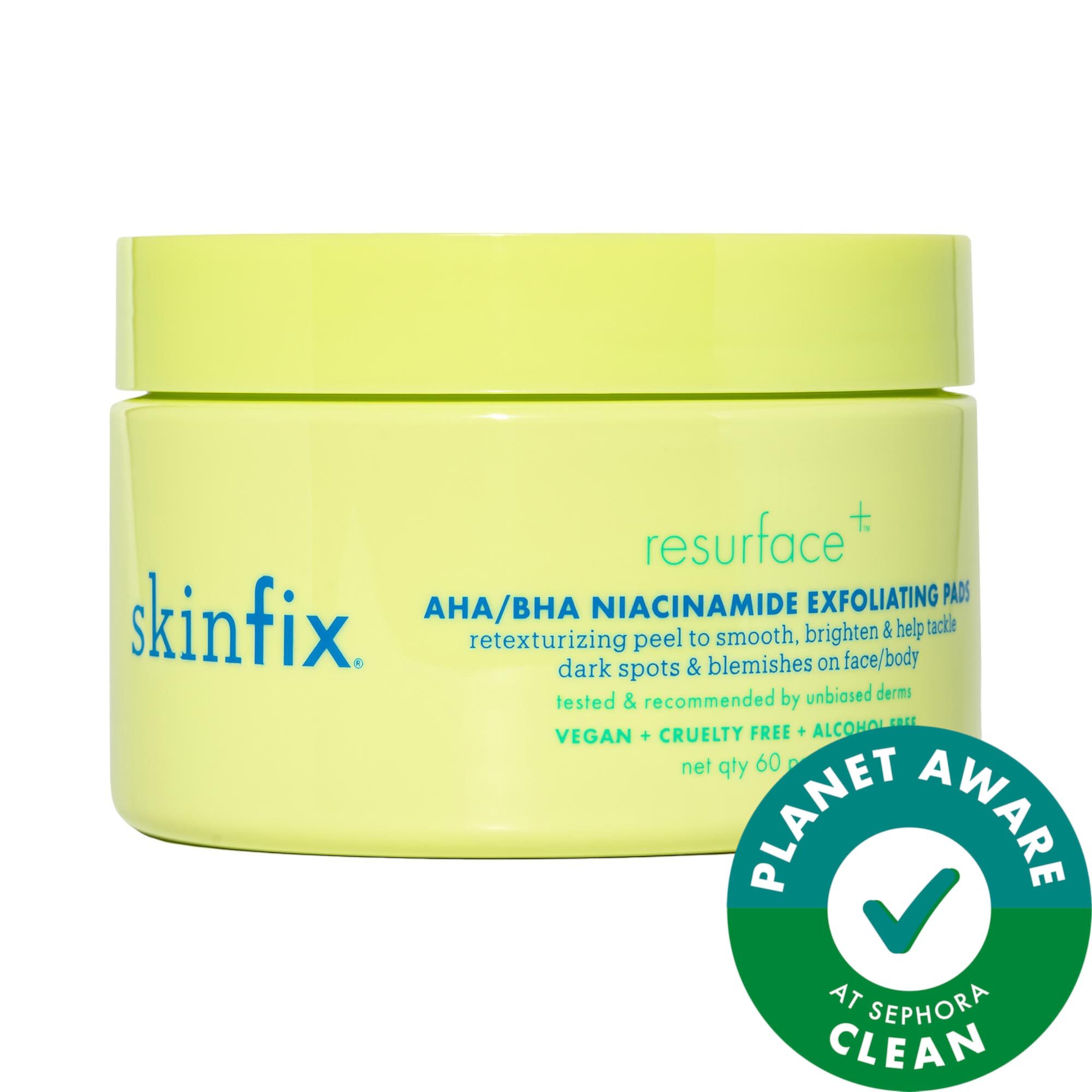 Resurface+ Отшелушивающие подушечки с ниацинамидом AHA/BHA для лица и тела Skinfix