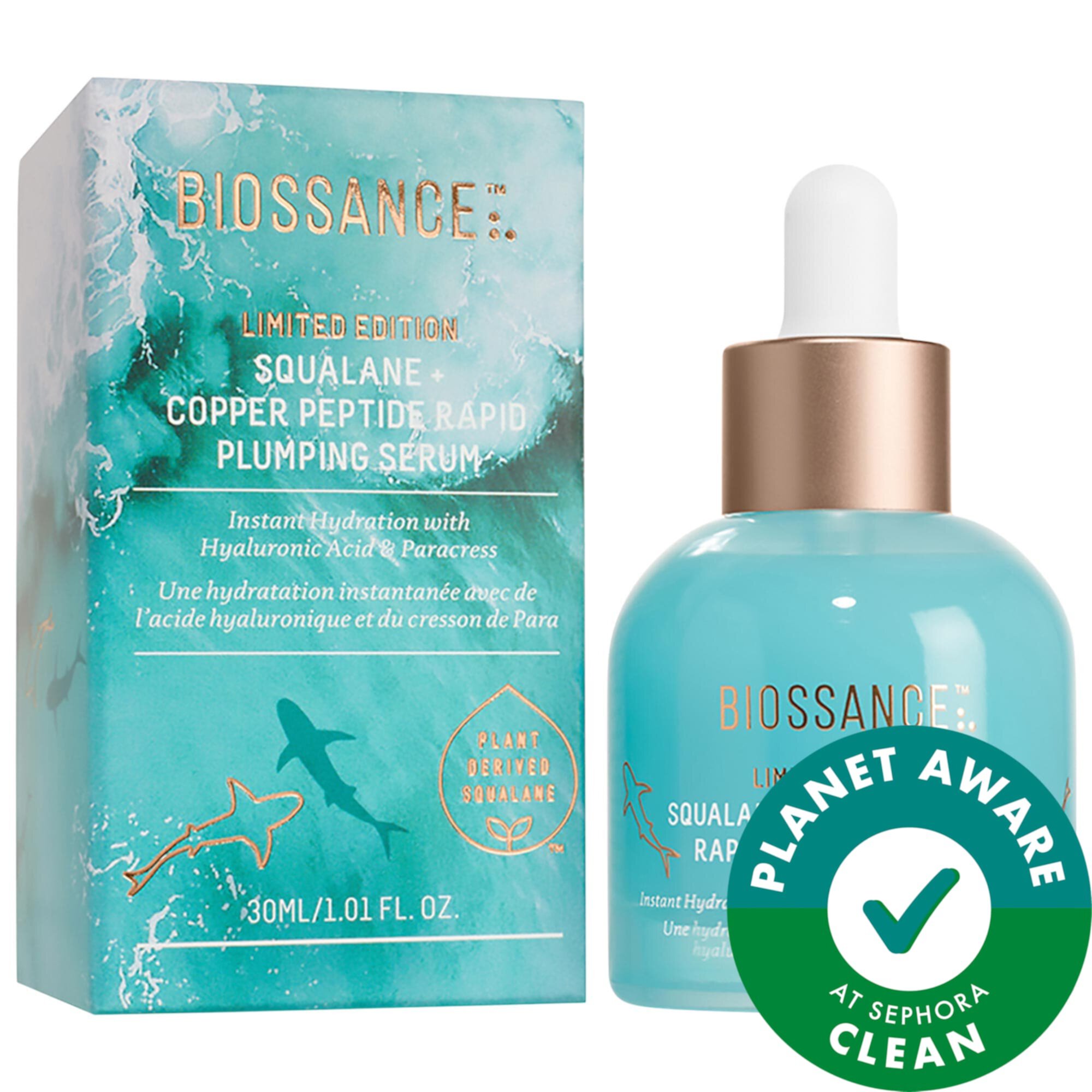 Limited Edition Squalane + Hyaluronic Acid Copper Peptide Rapid Plumping Serum Biossance