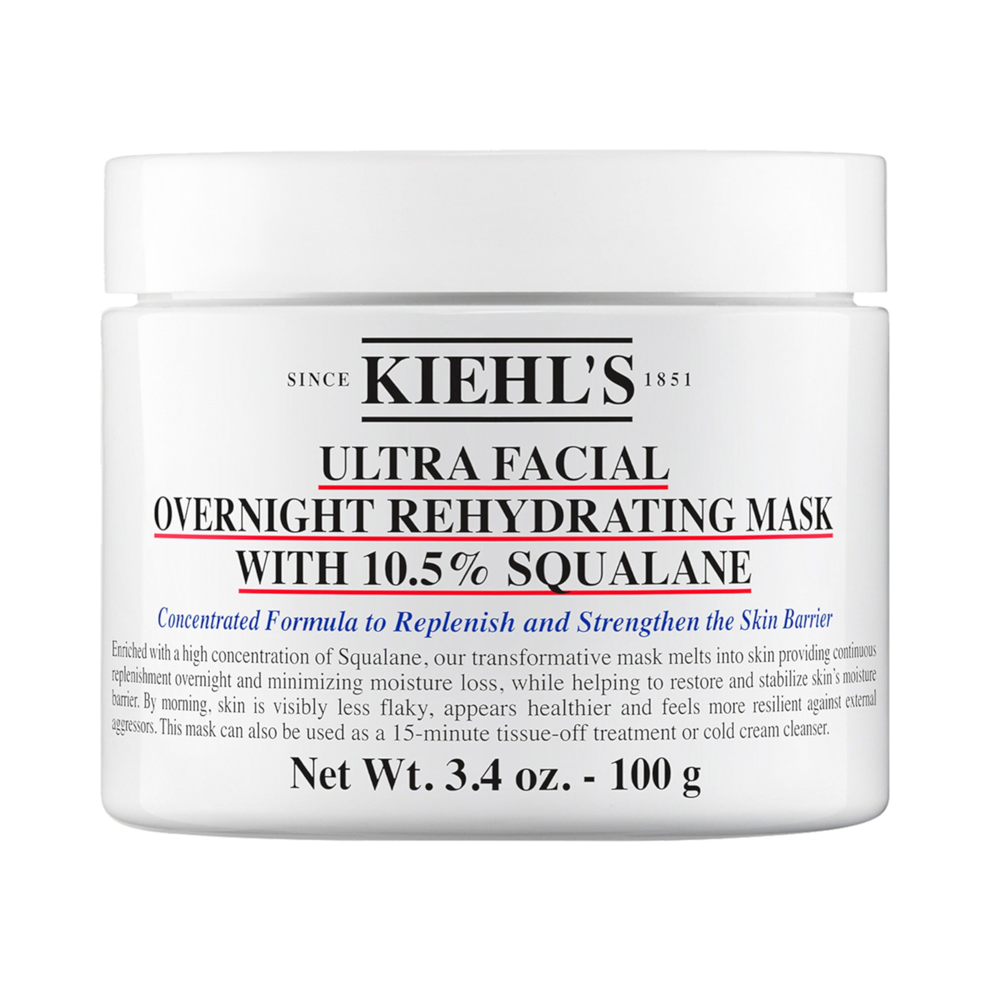 Ночная увлажняющая маска для лица Ultra Facial с 10,5% сквалана Kiehl's Since 1851