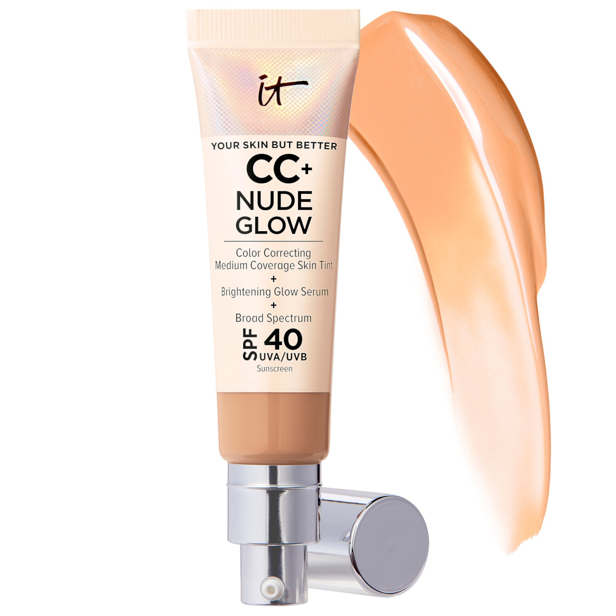 Легкая тональная основа CC+ Nude Glow + сыворотка для сияния с SPF 40 и ниацинамидом IT Cosmetics