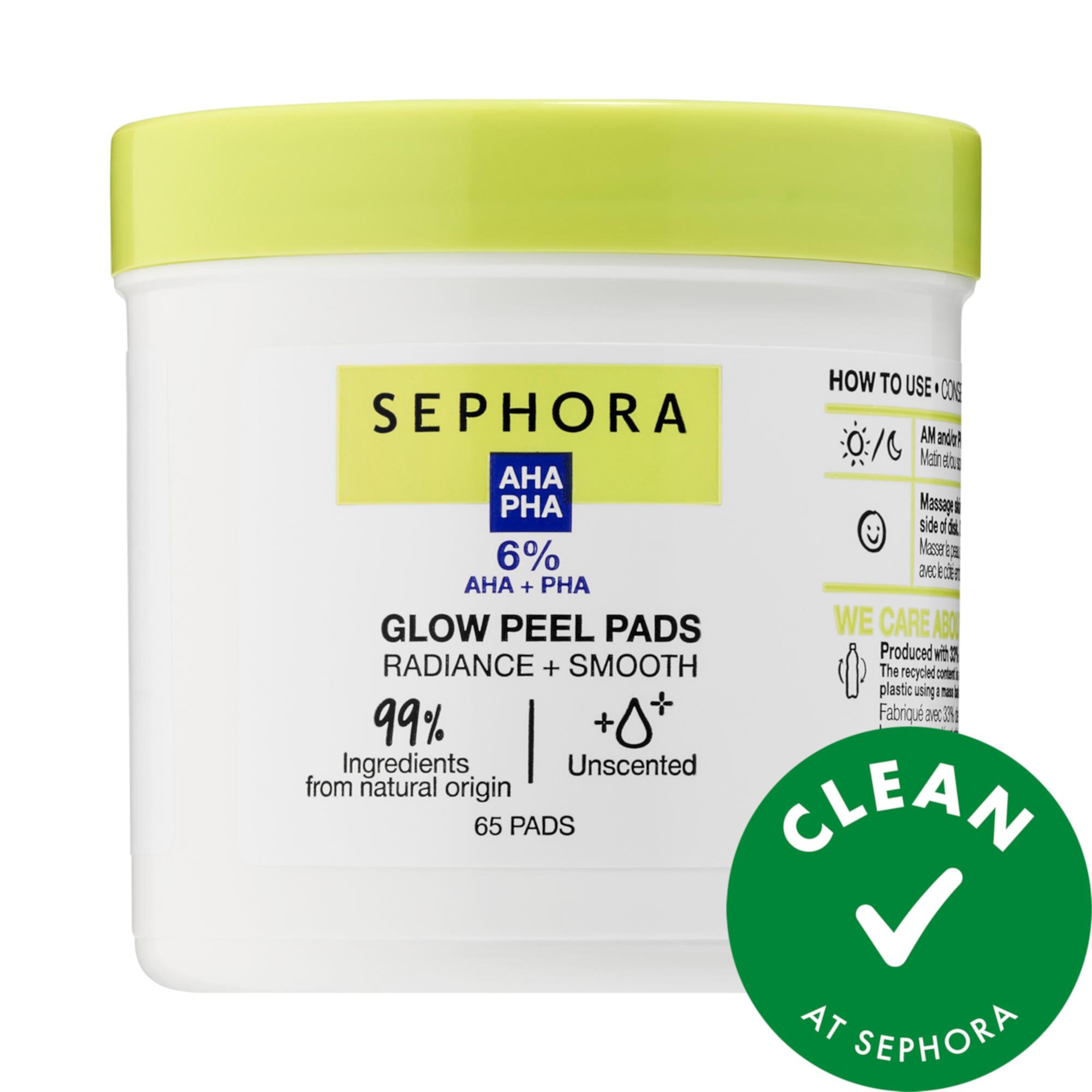 Подушечки для пилинга Glow с AHA + PHA SEPHORA COLLECTION