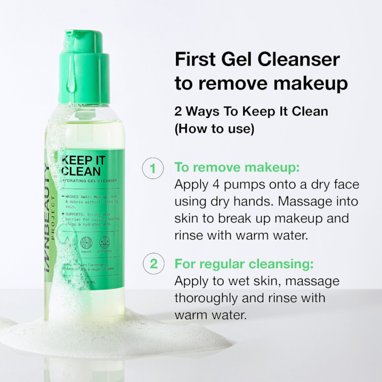 Keep It Clean Увлажняющий очищающий гель с керамидами и 10 аминокислотами INNBEAUTY PROJECT