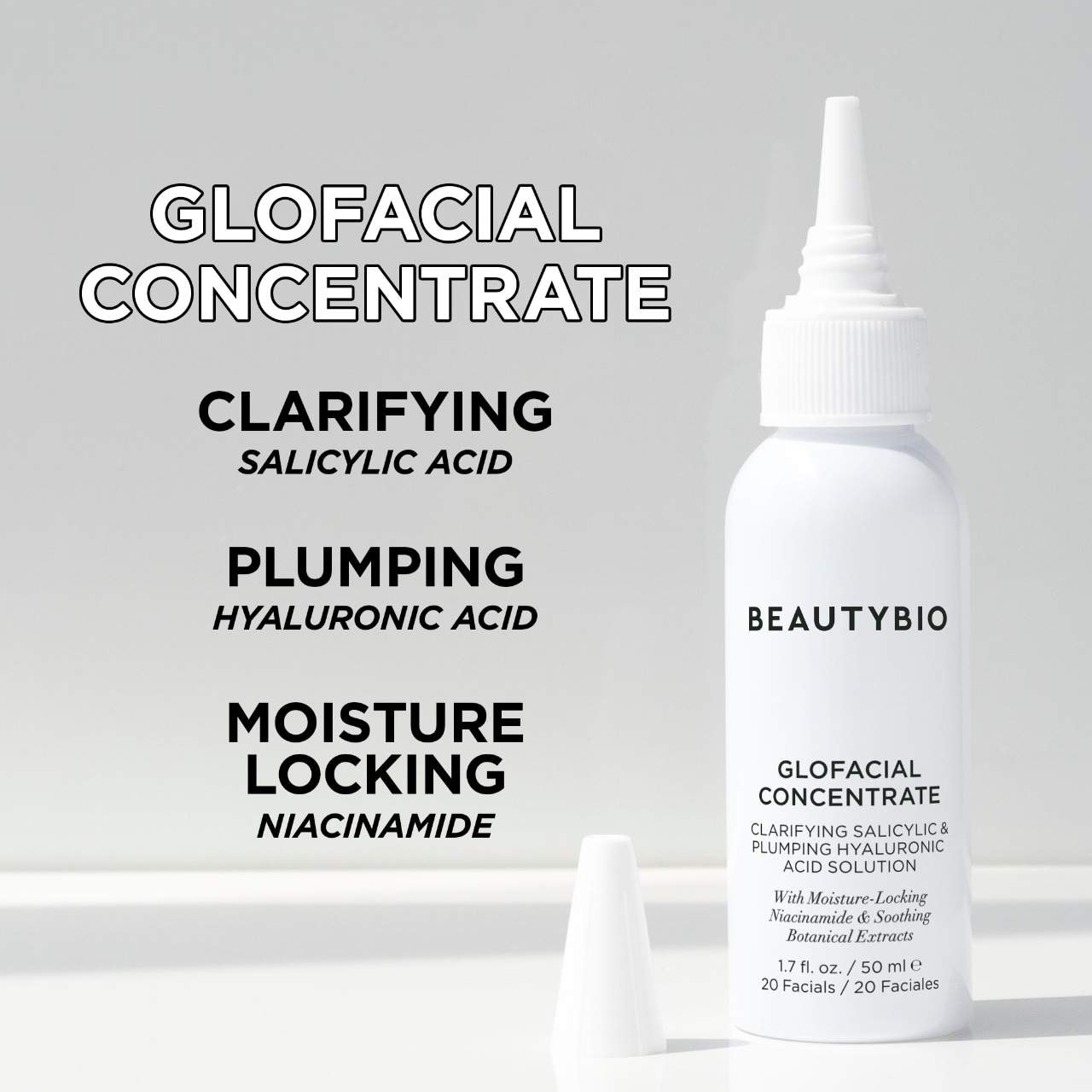 GLOfacial Clarifying Salicylic & Plumping Hyaluronic Acid Concentrate BeautyBio