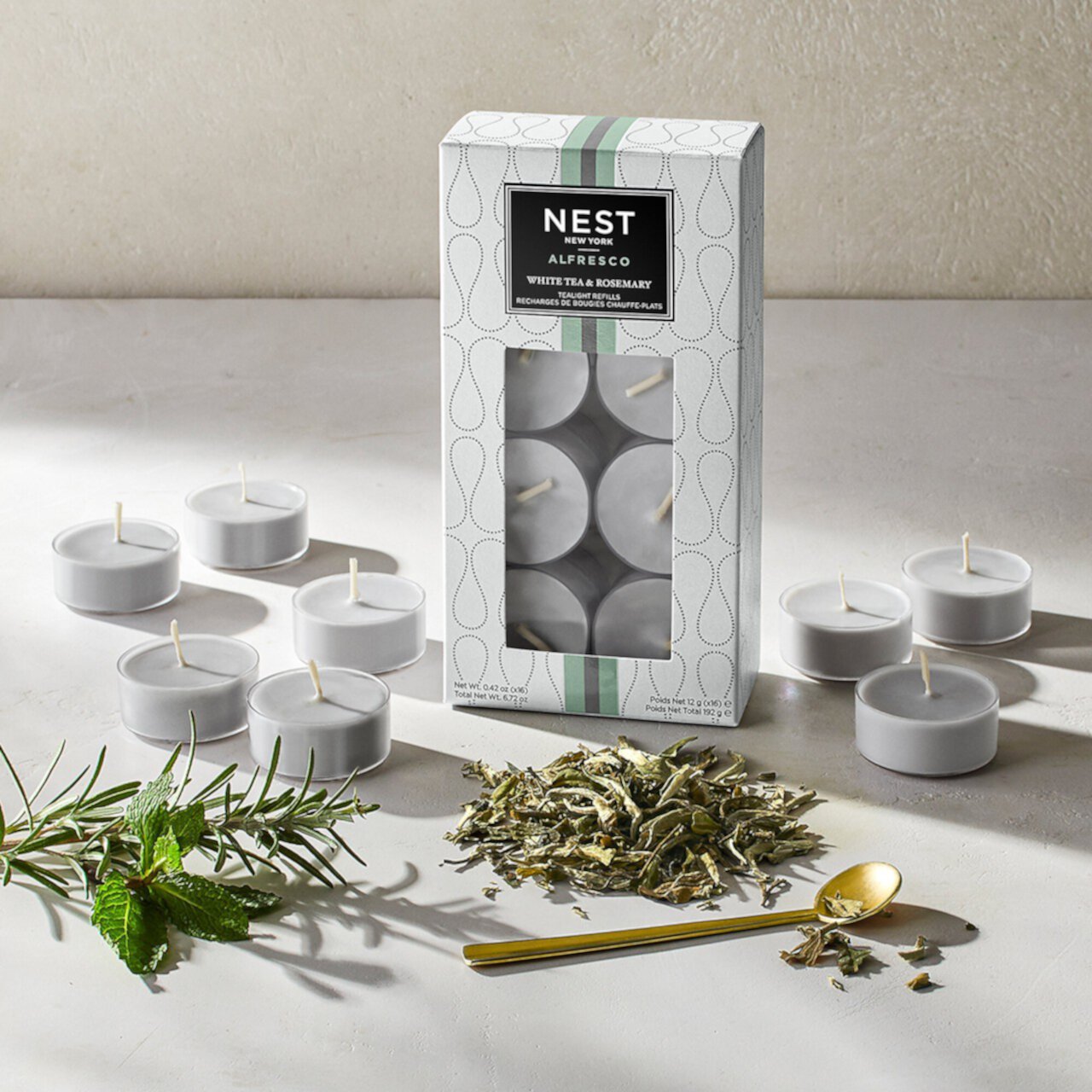 White Tea & Rosemary Alfresco Tealight Refill Nest New York