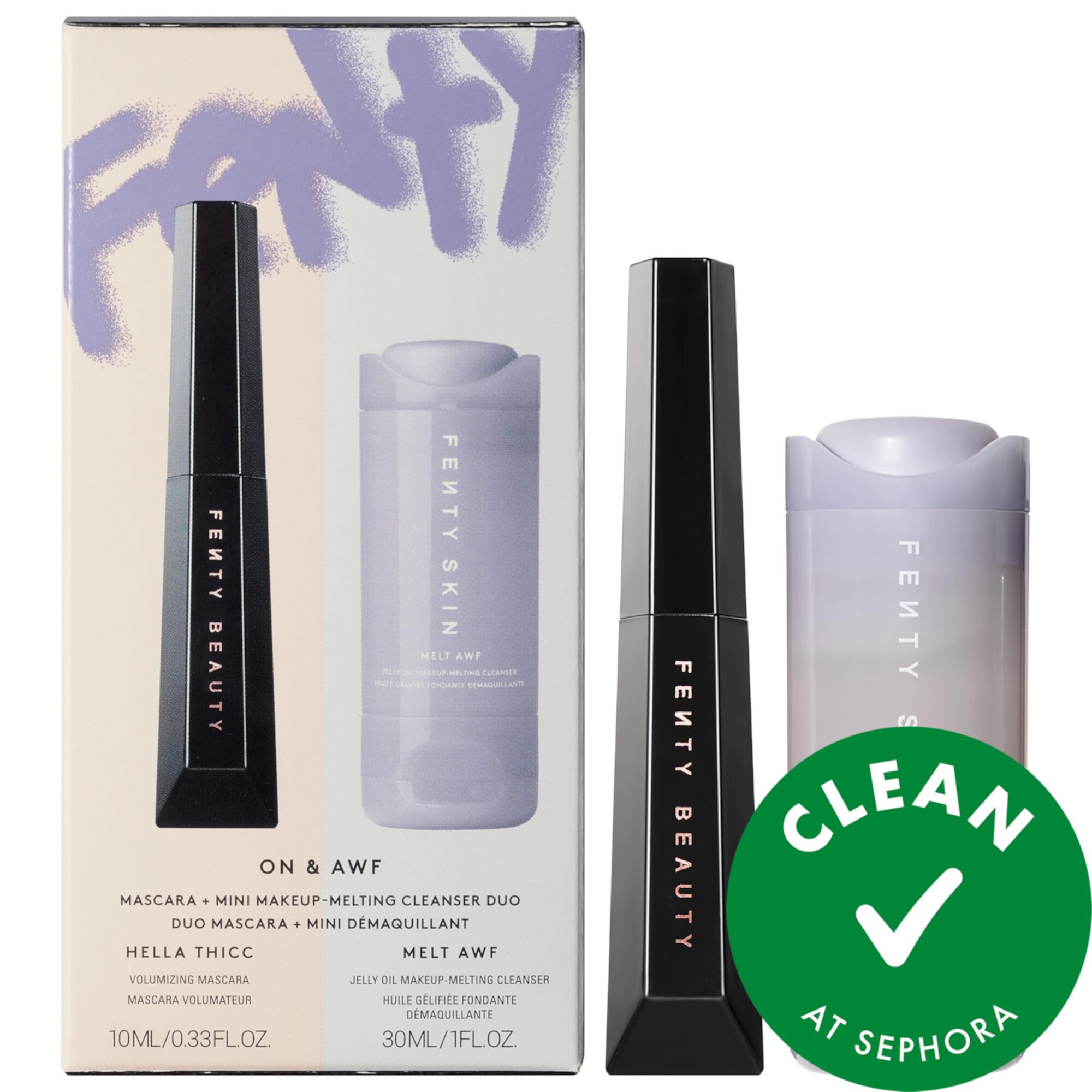 On & Awf Mascara and Mini Makeup-Melting Cleanser Duo Fenty Skin