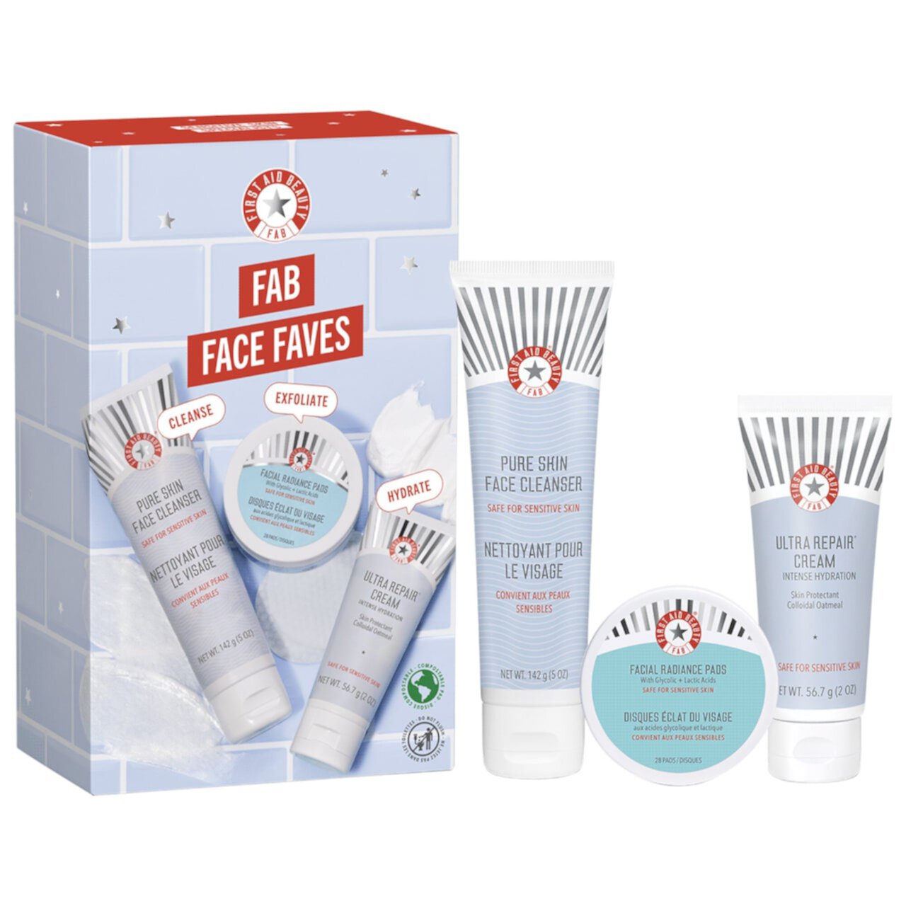 FAB Face Faves Kit – Cleanse, Exfoliate + Hydrate First Aid Beauty