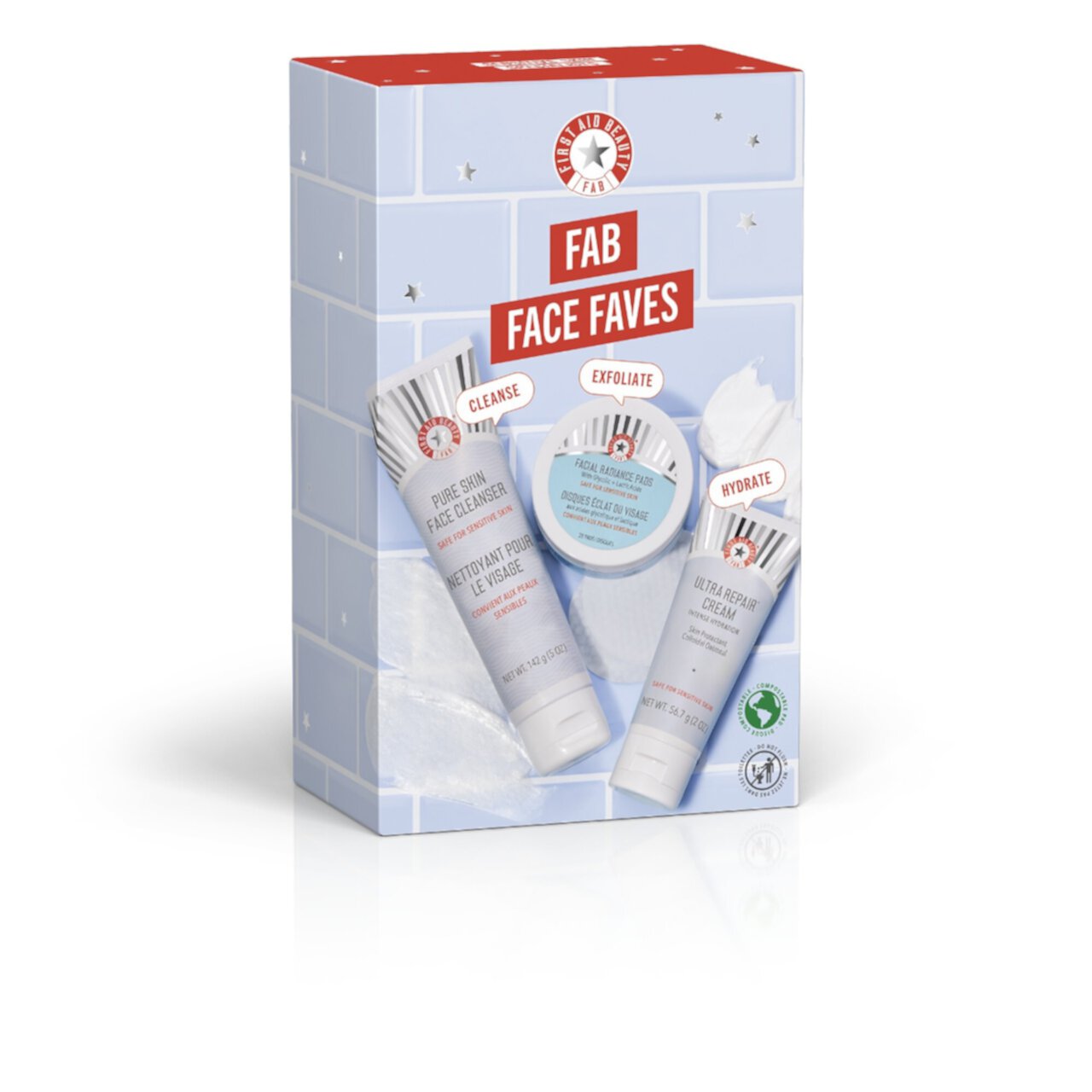 FAB Face Faves Kit – Cleanse, Exfoliate + Hydrate First Aid Beauty