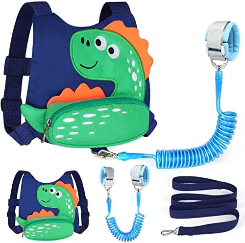 Toddler Harness Leash with Anti Lost Wrist Link, Accmor Cute Dinosaur Kids Harness Children Leash for Outdoor Travel, Adorable Baby Anti Lost Leash Walking Wristband Assistant Strap Keep Babies Close Accmor