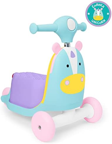 Skip Hop 3-in-1 Baby Activity Push Walker to Toddler Scooter, Zoo Unicorn Skip Hop