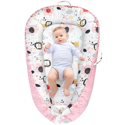 Baby Lounger - Baby Lounger for Newborn, Breathable & Soft Baby Nest Cover Co Sleeper for baby 0-24 Months, Babies Essentials Gifts, Portable Infant Lounger Baby Floor Seat for Home and Travel URMYWO