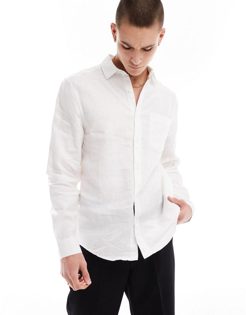 Белая льняная рубашка премиум-класса ASOS DESIGN ASOS DESIGN