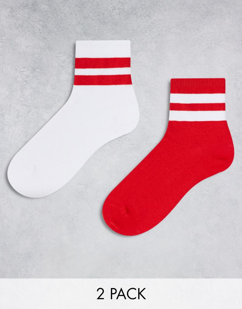 Комплект красных спортивных носков с яркими полосками ASOS DESIGN ASOS DESIGN