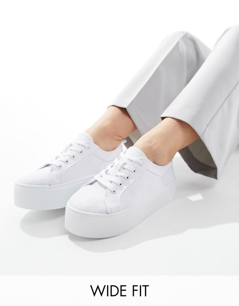 Белые кроссовки на платформе со шнуровкой ASOS DESIGN Wide Fit Divide ASOS DESIGN