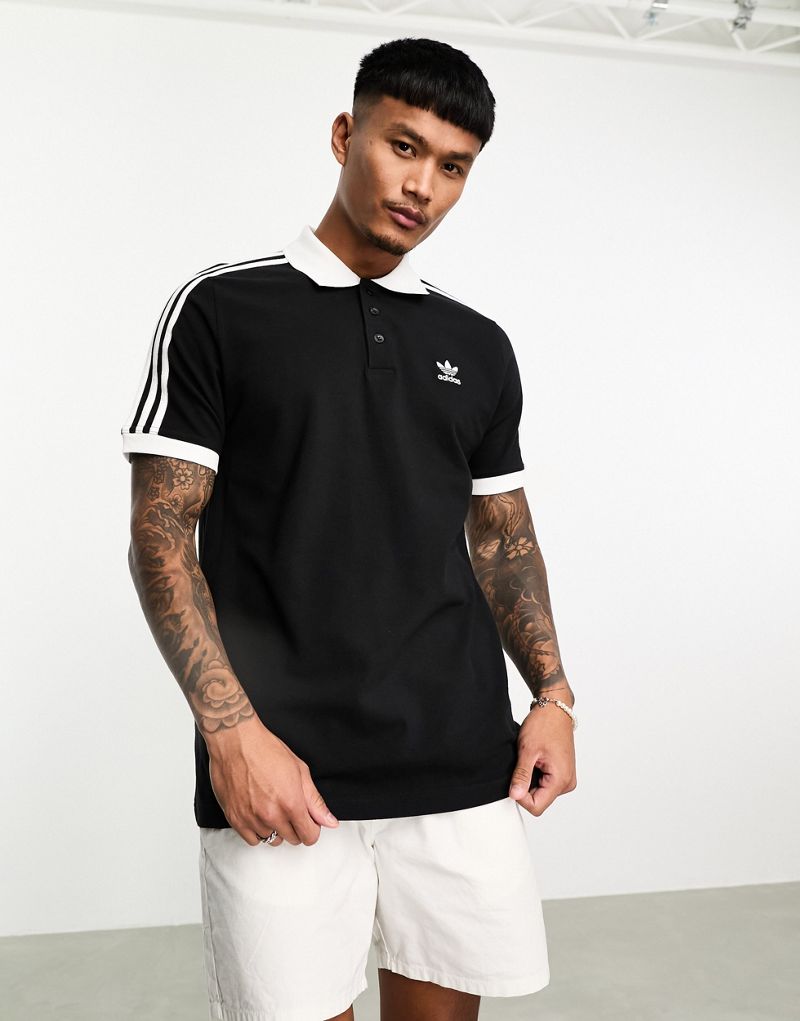 Черная рубашка-поло с 3 полосками adidas Originals Adicolor Adidas