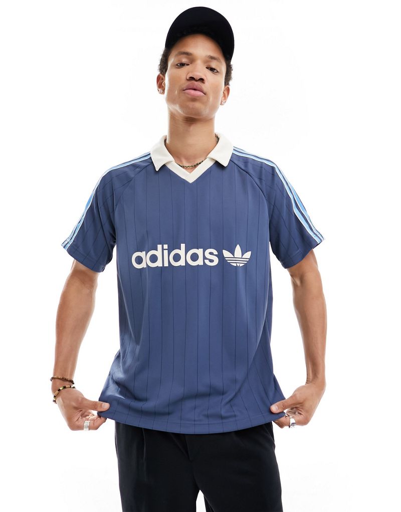 Синяя полосатая рубашка-поло из джерси adidas Originals Adidas