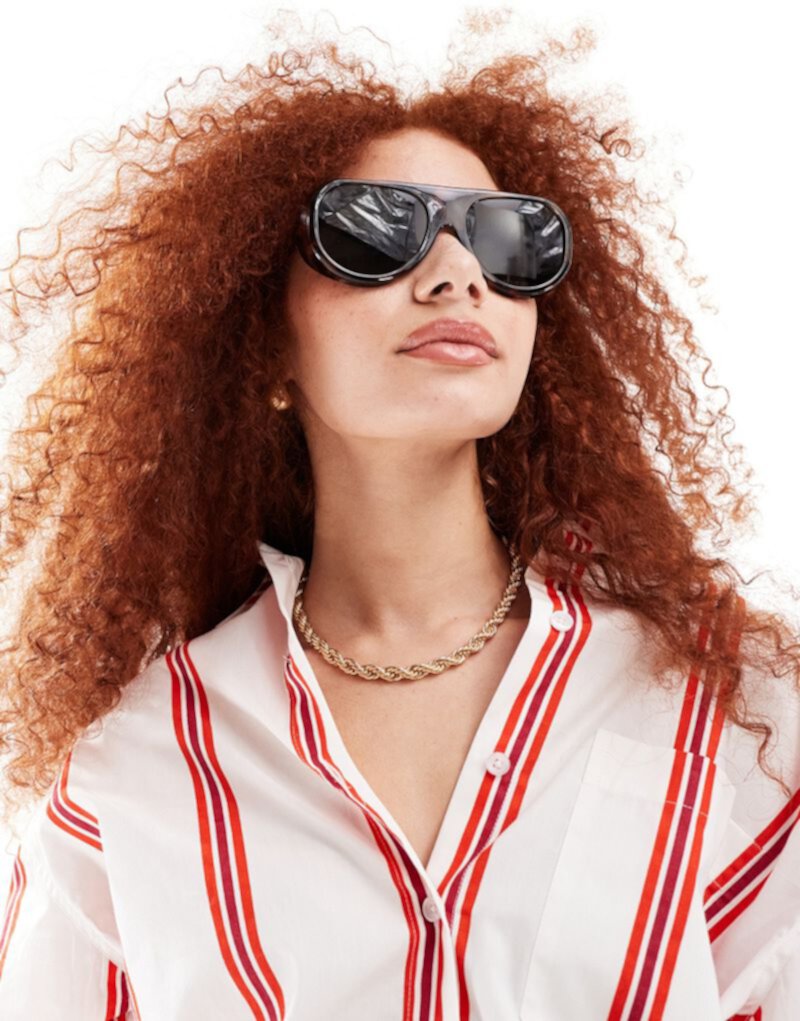 AIRE X ASOS solar aviator sunglasses in dark tort with green lenses Aire