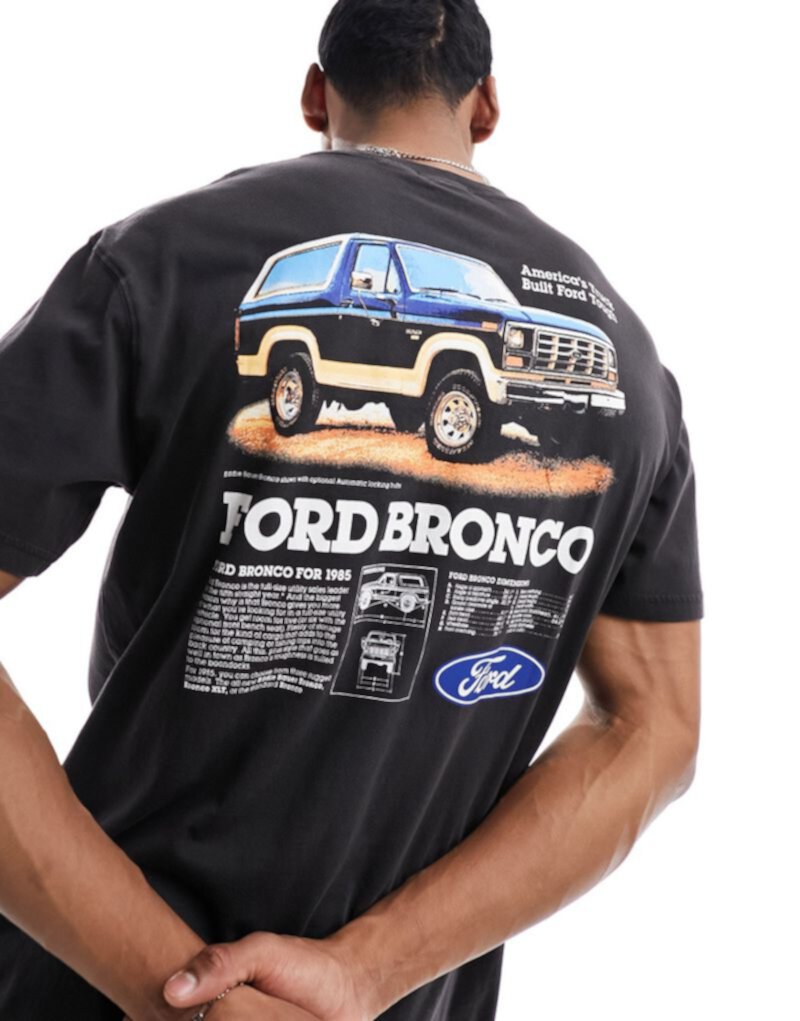Свободная футболка Cotton On размытого черного цвета с графикой Ford Bronco COTTON ON