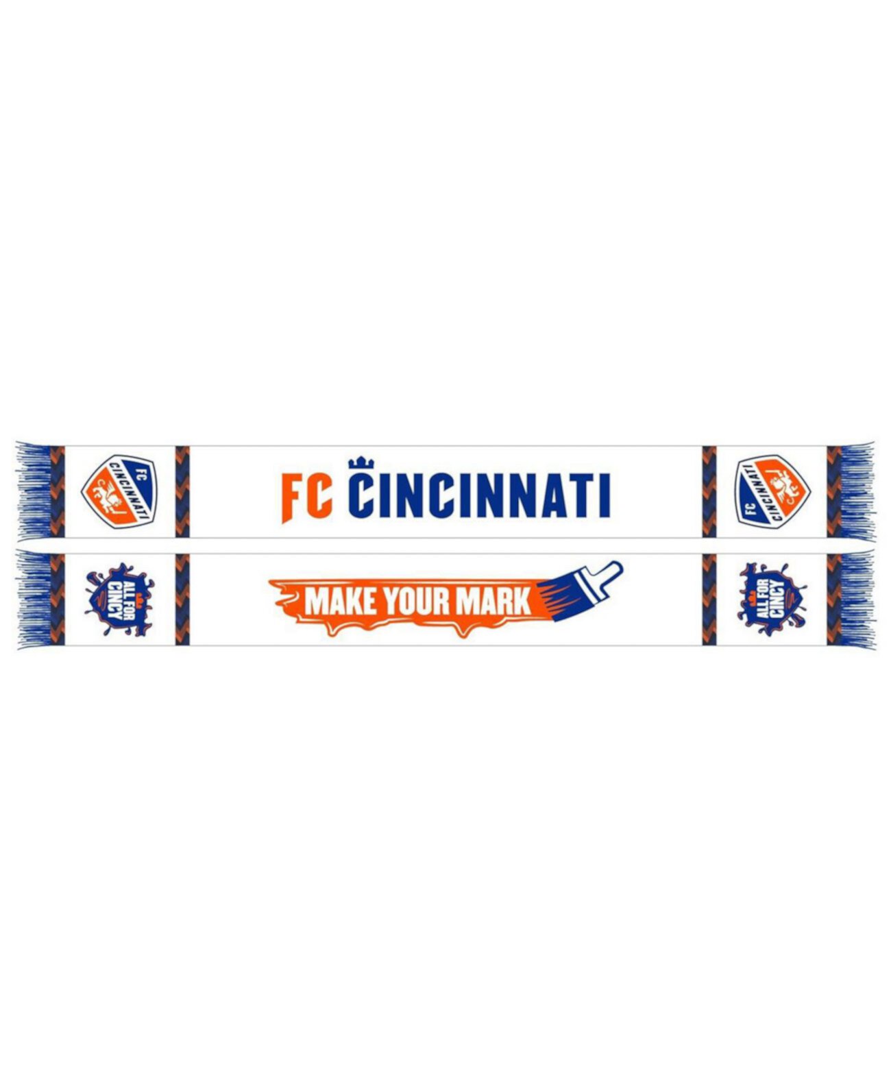 Мужской и женский белый трикотажный шарф FC Cincinnati 2024 с крючками Ruffneck Scarves