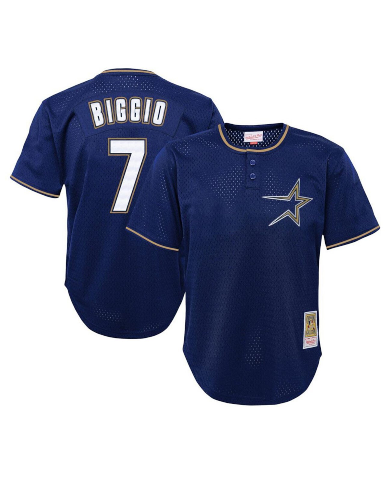 Джерси Mitchell & Ness Для мальчиков Craig Biggio Navy Distressed Houston Astros Cooperstown Collection Mesh Batting Practice Mitchell & Ness