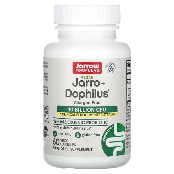 Веганский Jarro-Dophilus, без аллергенов, 10 миллиардов КОЕ, 60 растительных капсул Jarrow Formulas