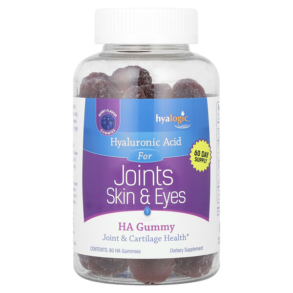 HA Gummy, гиалуроновая кислота, ягоды, 60 жевательных конфет Hyalogic