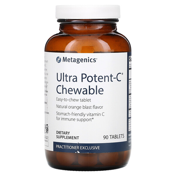 Жевательные таблетки Ultra Potent-C, натуральный апельсиновый взрыв, 90 таблеток Metagenics