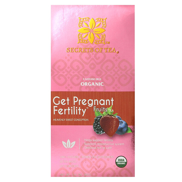 Organic Get Pregnant Fertility Tea, Fruits, Caffeine Free, 20 Tea Bags, 1.41 oz (40 g) Secrets Of Tea