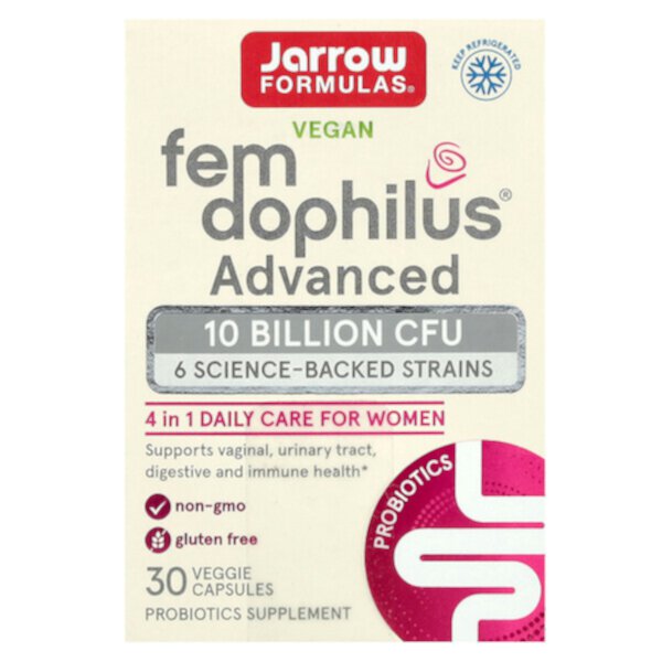 Vegan Fem Dophilus Advanced, 10 миллиардов КОЕ, 30 растительных капсул - Jarrow Formulas Jarrow Formulas