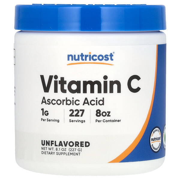 Витамин С, без вкуса, 8,1 унции (227 г) Nutricost
