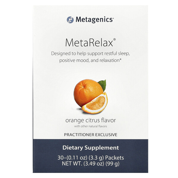 MetaRelax, Апельсин-цитрус, 30 пакетов по 0,11 унции (3,3 г) каждый Metagenics
