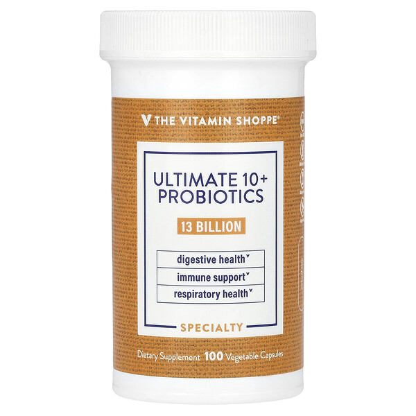 Ultimate 10+ пробиотиков, 13 миллиардов КОЕ, 100 растительных капсул The Vitamin Shoppe