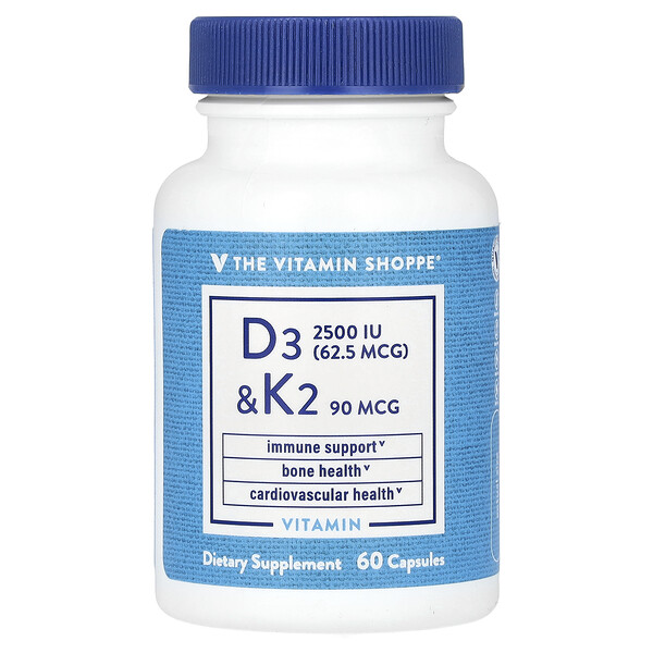 Витамины D3 и K2, 60 капсул The Vitamin Shoppe